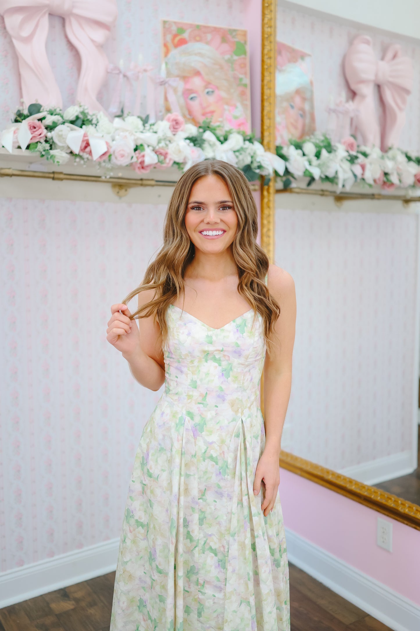 Adaline Floral Pleated Midi Dress - Yellow Multi