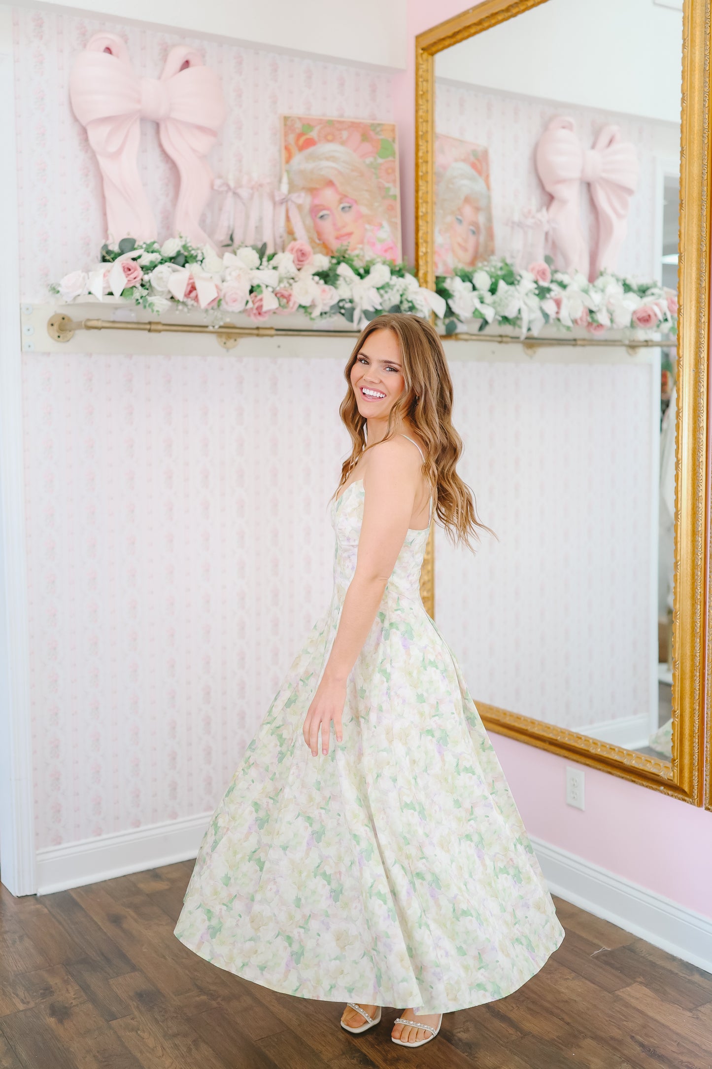 Adaline Floral Pleated Midi Dress - Yellow Multi