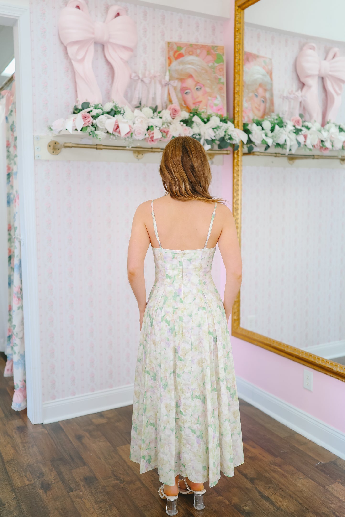 Adaline Floral Pleated Midi Dress - Yellow Multi