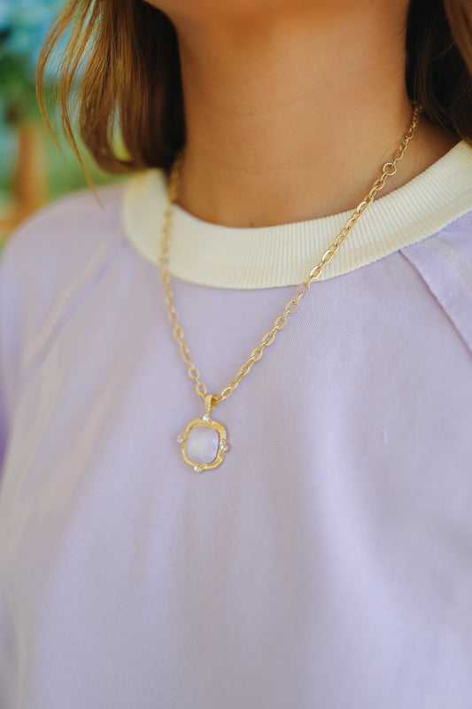 Daydream Stone Necklace & Earrings - Lavender