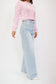 Reese Pearl Studded Wide Leg Jeans - Light Wash