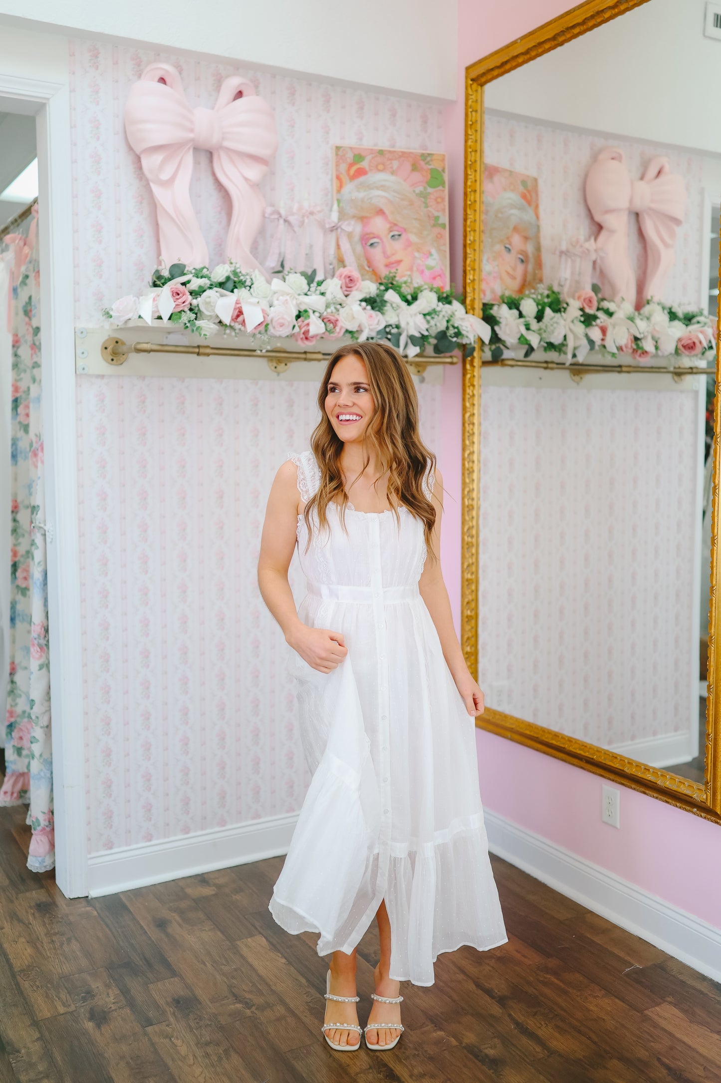 Melinda Lace Button Up Maxi Dress - White