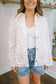 Ellis Floral Twill Scallop Hem Denim Jacket - Ivory/Pink