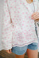 Ellis Floral Twill Scallop Hem Denim Jacket - Ivory/Pink