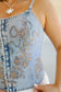 Kaden Sequin Embroidered Denim Corset Top - Light Wash