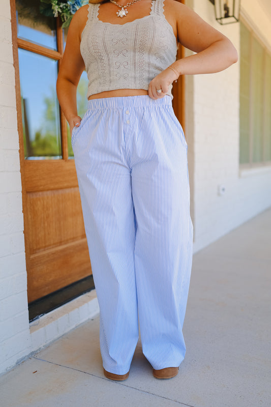 Breezy Stripe Pants - Blue