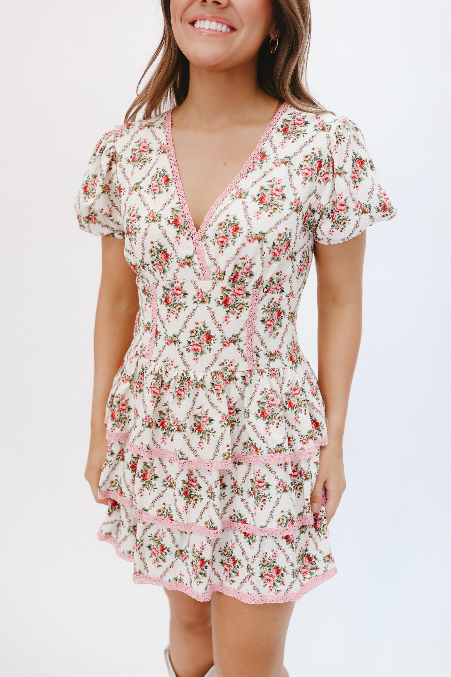 Scout Floral Ruffle Romper Dress - Ivory