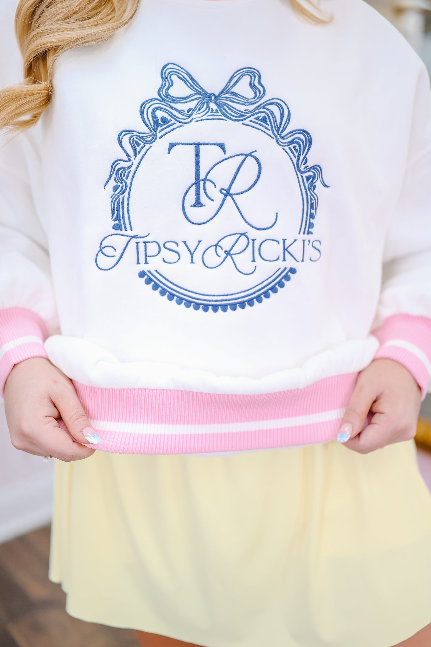 Tipsy Ricki's Embroidered Pullover - White