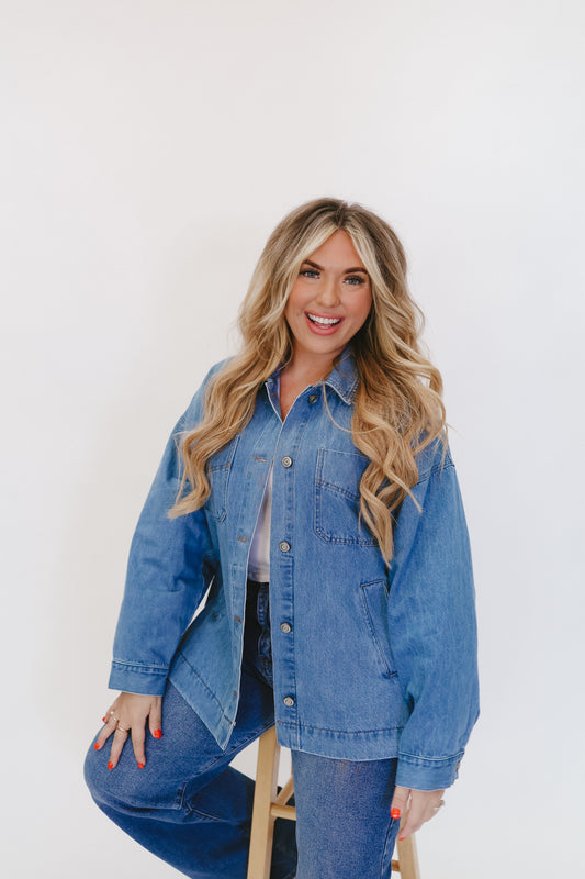 Frankie Oversized Denim Jacket - Light Wash