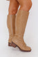 Suzie Tall Faux Leather Boots – Saddle Tan
