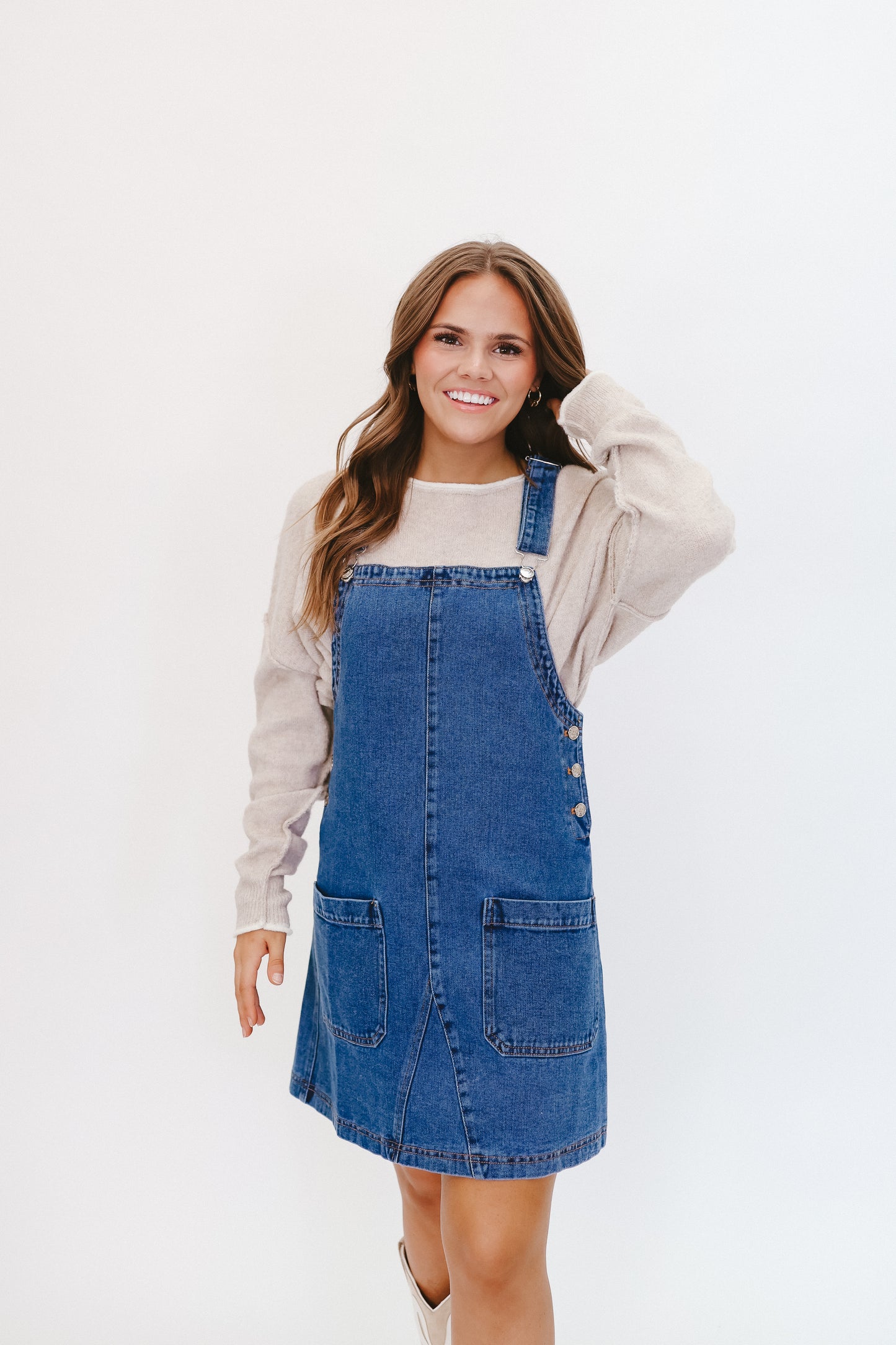 Tatum Denim Overall Dress - Medium Wash