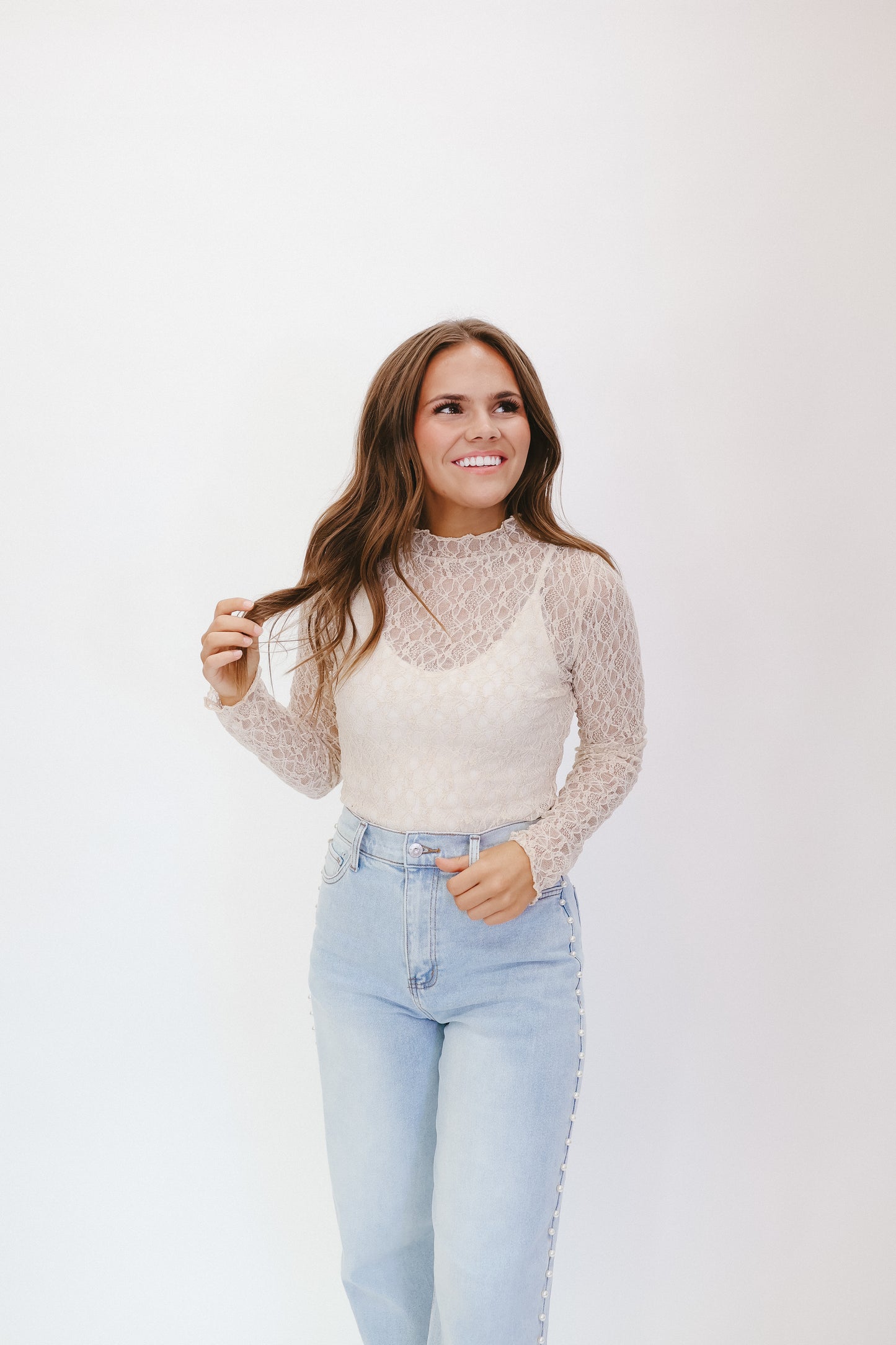 Loretta Lace Long Sleeve Top - Multiple Colors