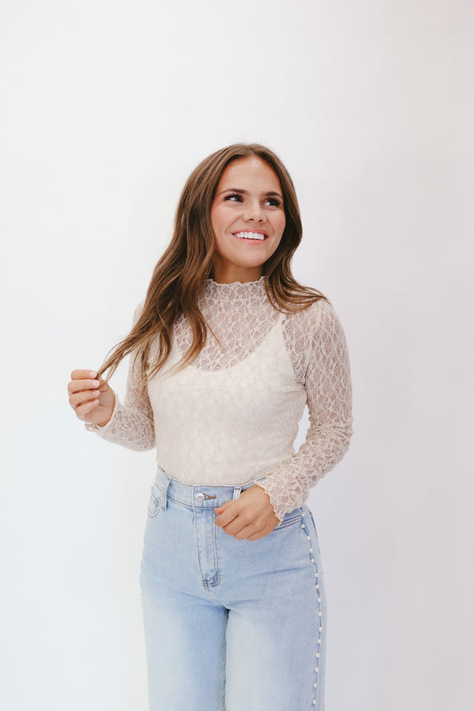 Loretta Lace Long Sleeve Top - Multiple Colors