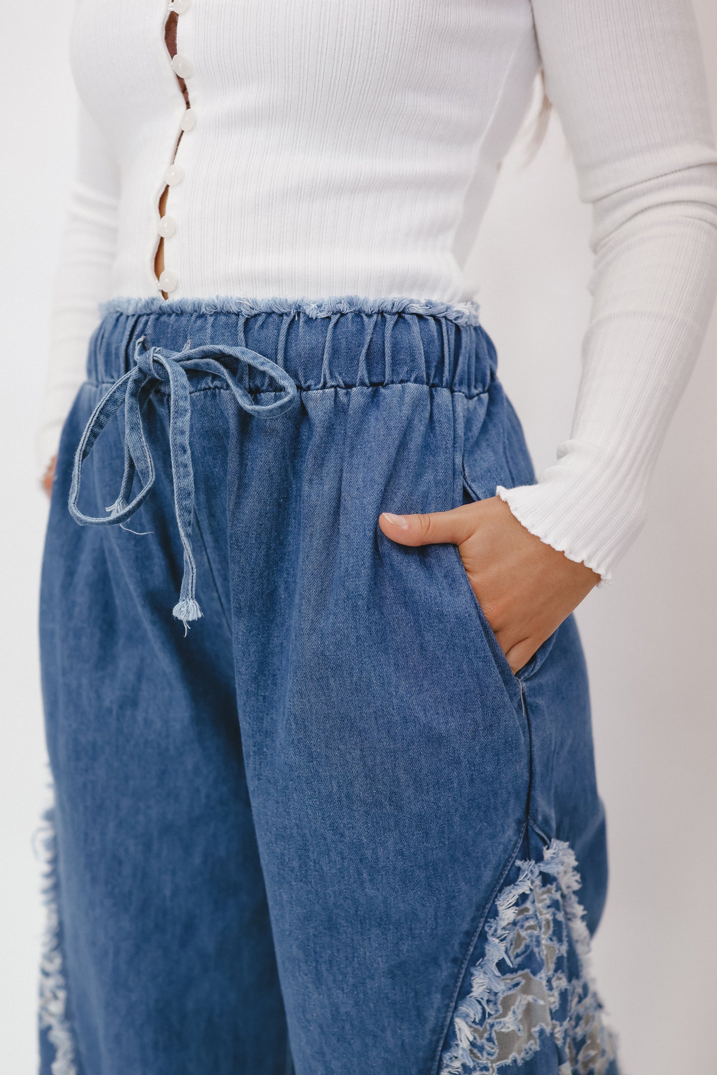 Brinley Floral Washed Denim - Medium Wash