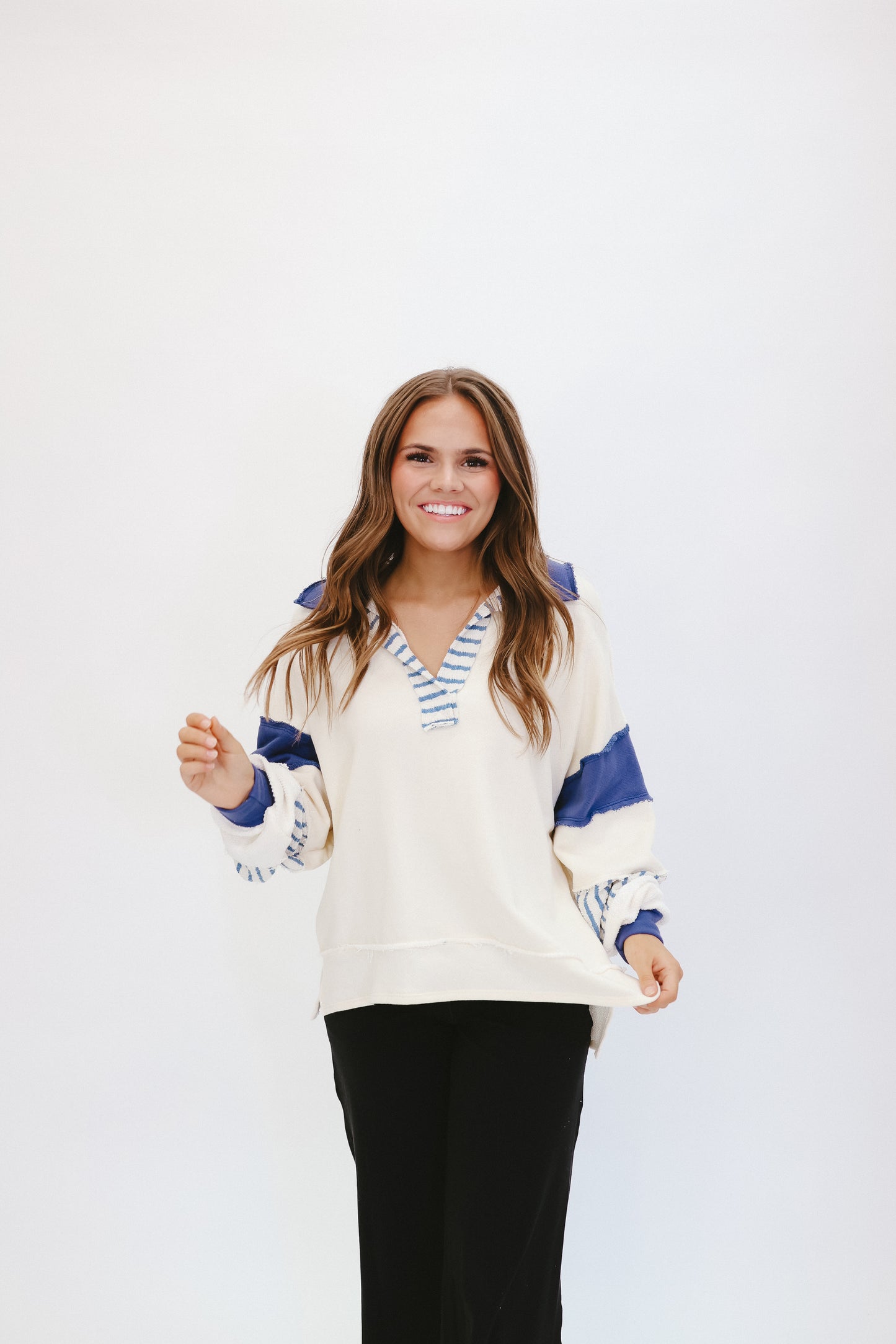 Kendall Color-Block Tunic Top - Navy