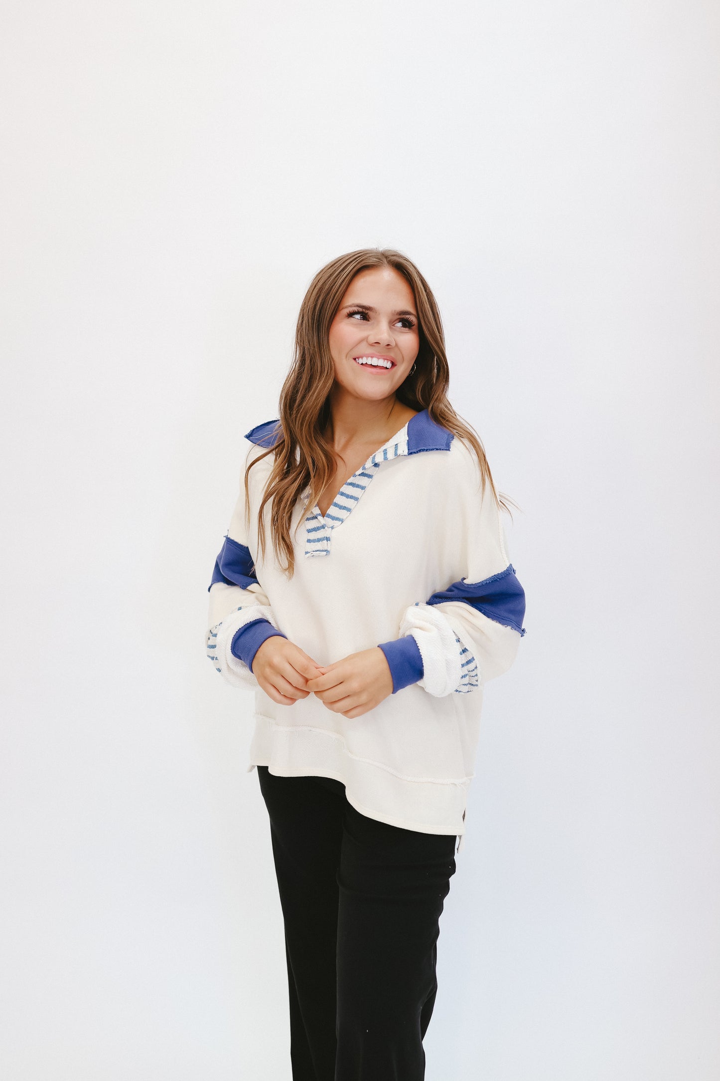 Kendall Color-Block Tunic Top - Navy