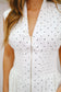 Aden Polka Dot V-Neck Smocked Zip Midi Dress - Off White/Black