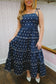 Kyler Polka Dot Print Smocked Maxi - Navy
