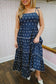Kyler Polka Dot Print Smocked Maxi - Navy