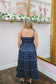 Kyler Polka Dot Print Smocked Maxi - Navy