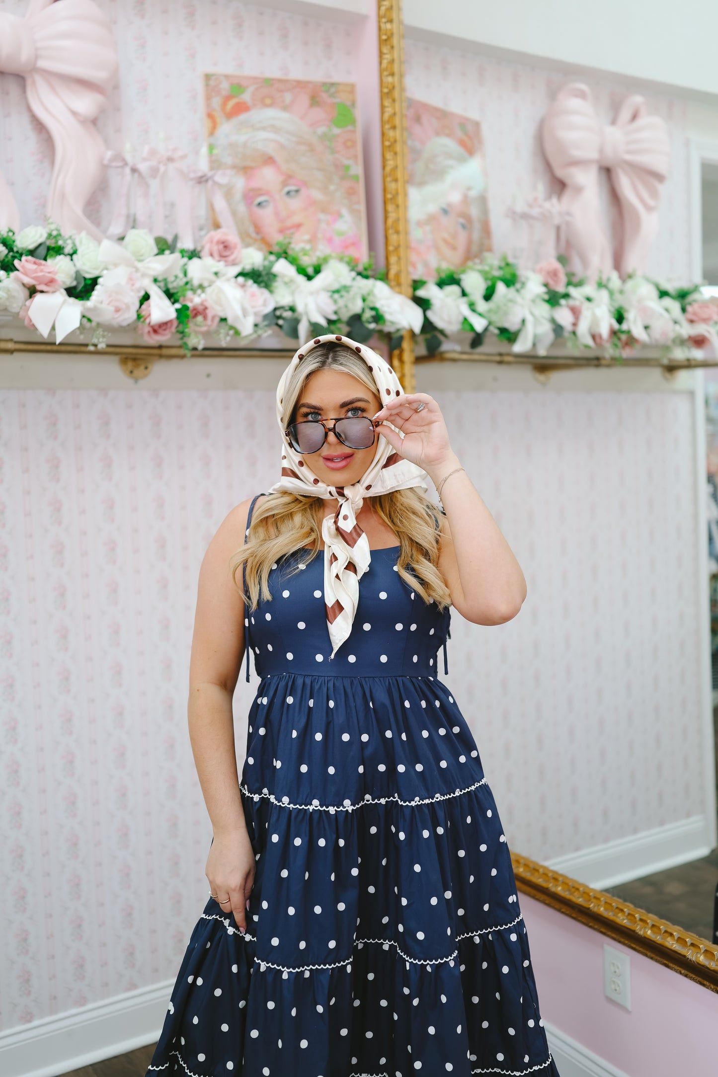 Brooke Polka Dot Bandana Scarf - Ivory