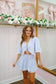 Scarlet Floral Appliqué Tie-front Top & Skort Set - Blue