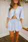 Scarlet Floral Appliqué Tie-front Top & Skort Set - Blue