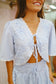 Scarlet Floral Appliqué Tie-front Top & Skort Set - Blue