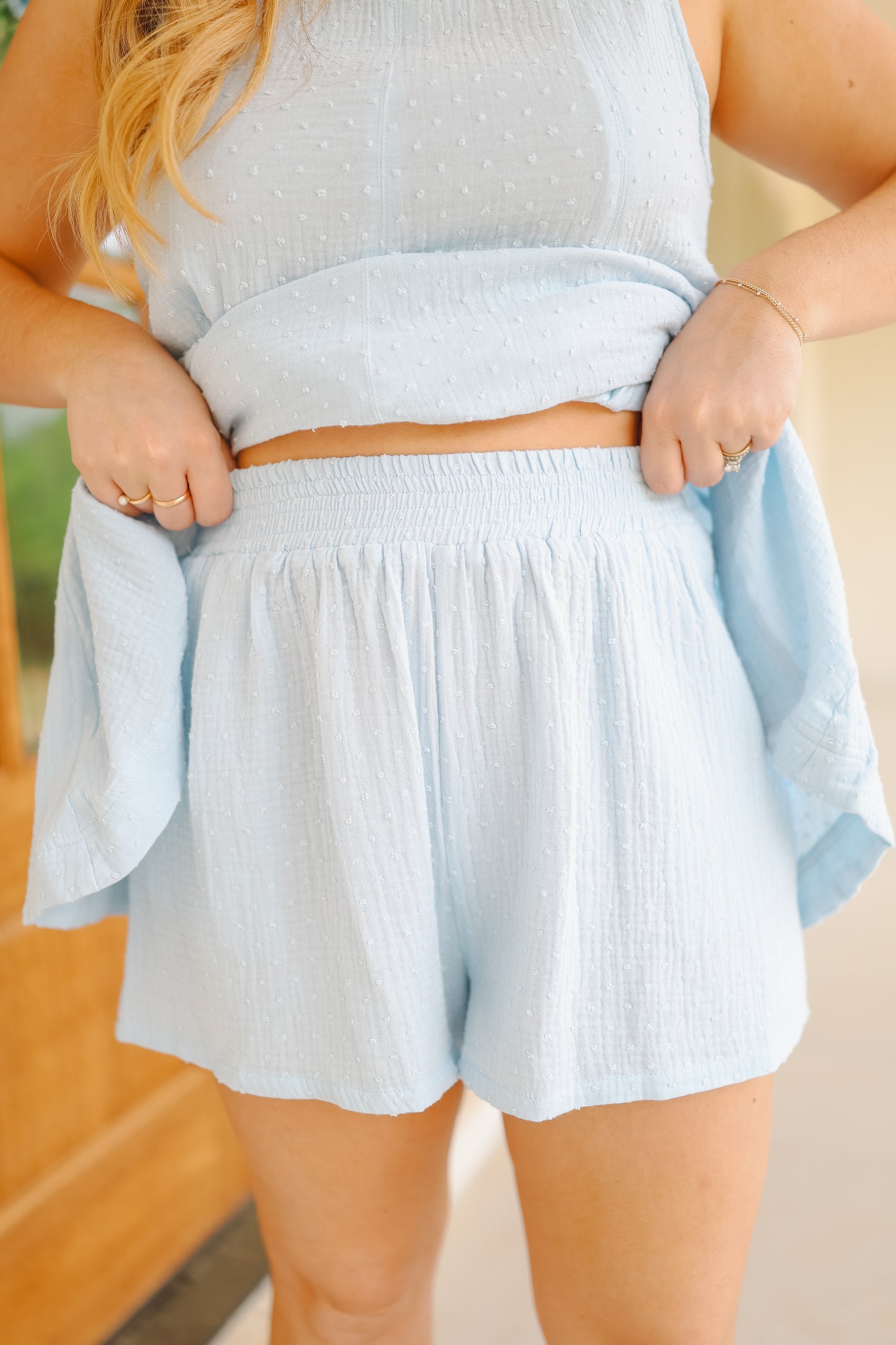 Aidan Babydoll Tank & Smocked Short Set - Sage