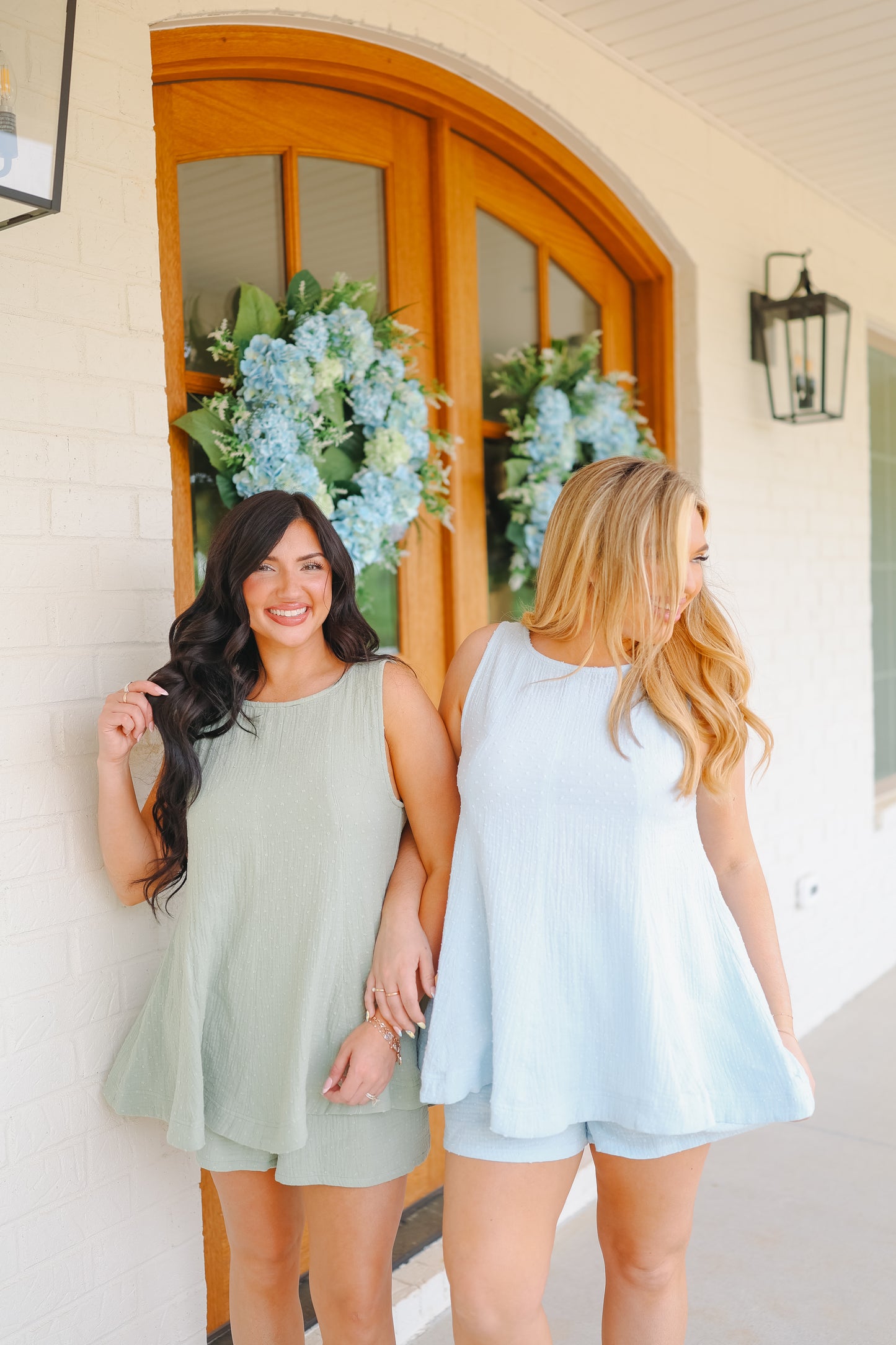 Aidan Babydoll Tank & Smocked Short Set - Sage
