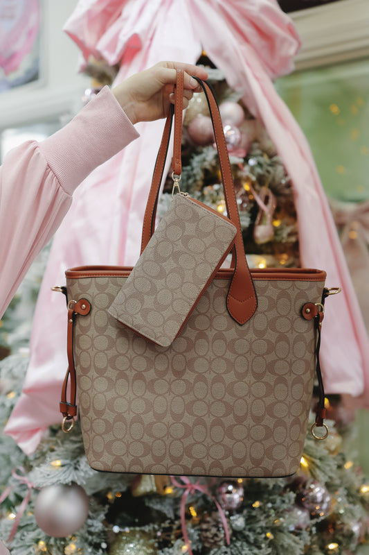 Sadie Handbag & Wallet Set - Brown