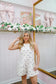 Chelsie Washed Polka Dot Denim Flare Romper - Cream/Navy