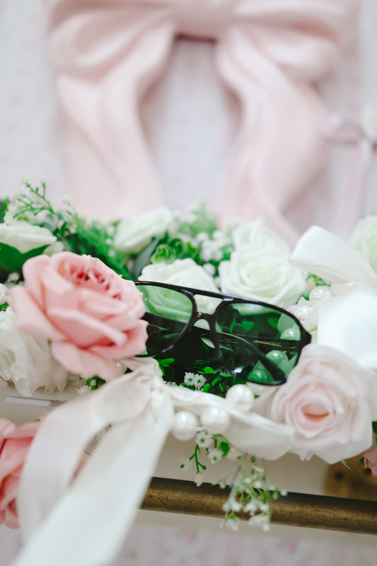 Katie Aviator Sunglasses - Black/Green