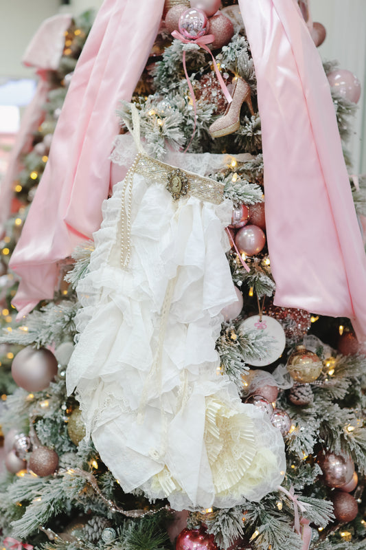 Large Stocking Snagbag- White Lace Tulle