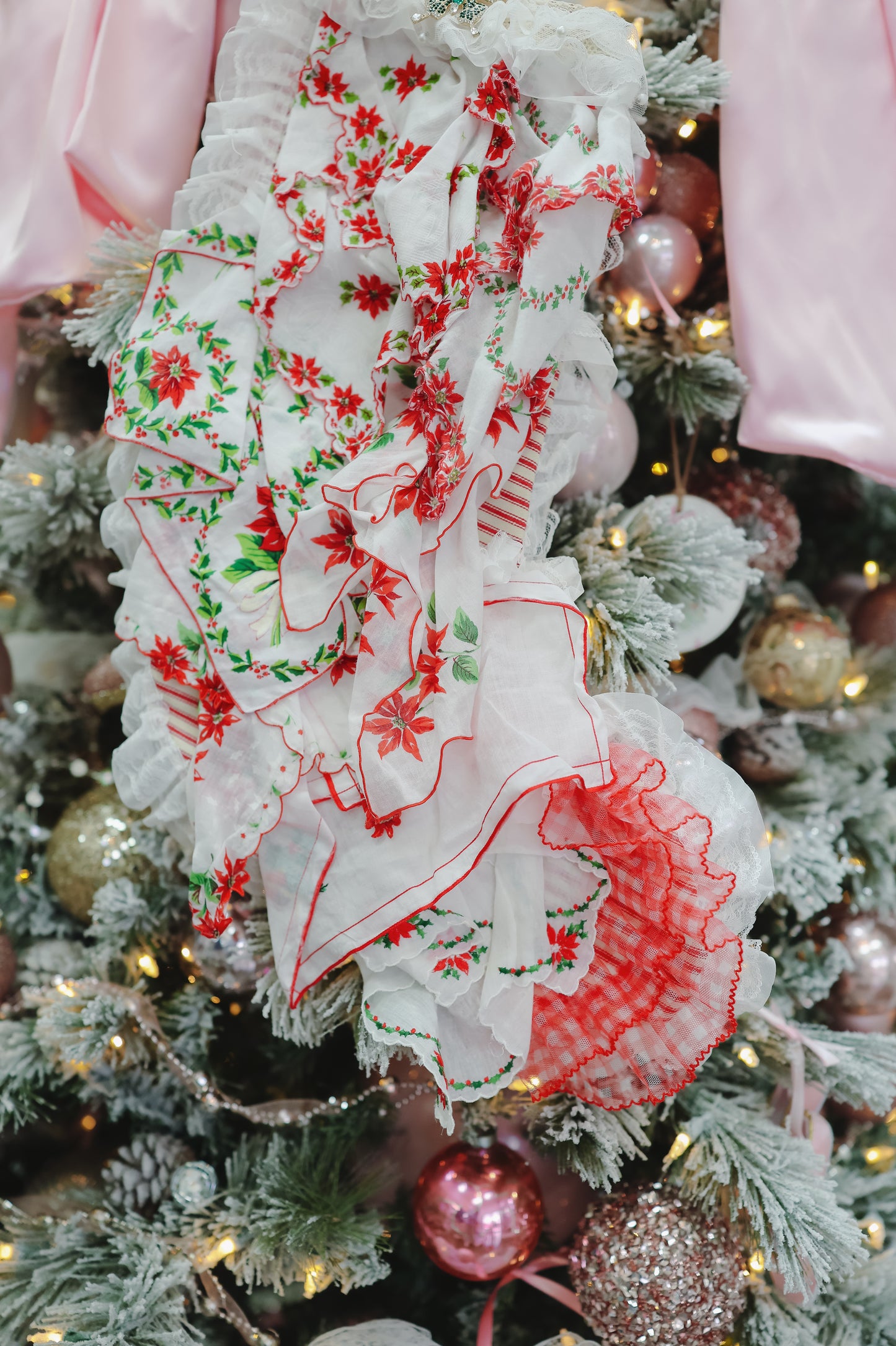 Large Stocking Snagbag- Red Poinsettia Plaid