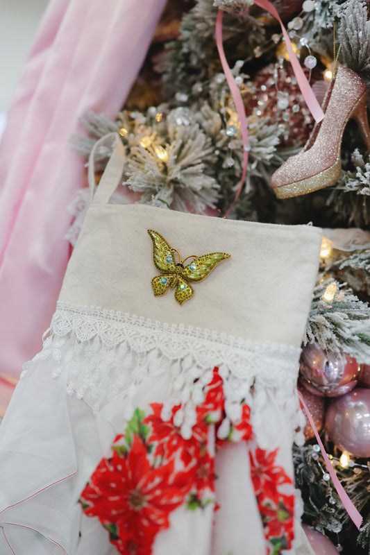 Small Stocking Snagbag- Poinsettia/Mistletoe