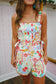 Gia Pintuck Scallop Button Down Romper - Multi