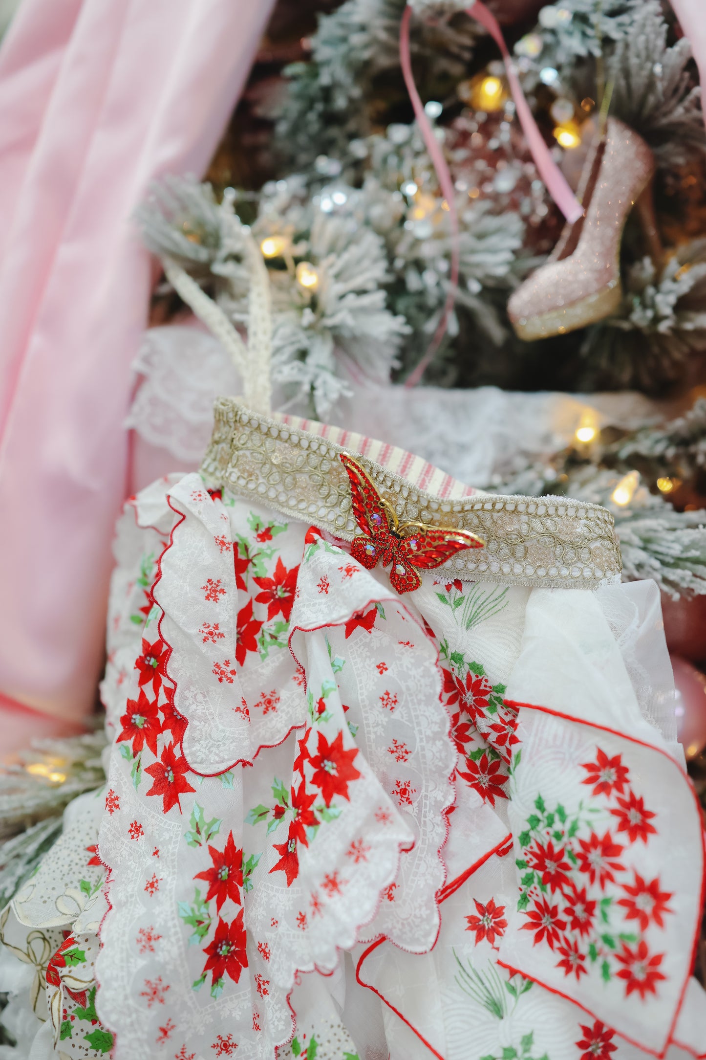 Large Stocking Snagbag- Red/Green Poinsettia Plaid