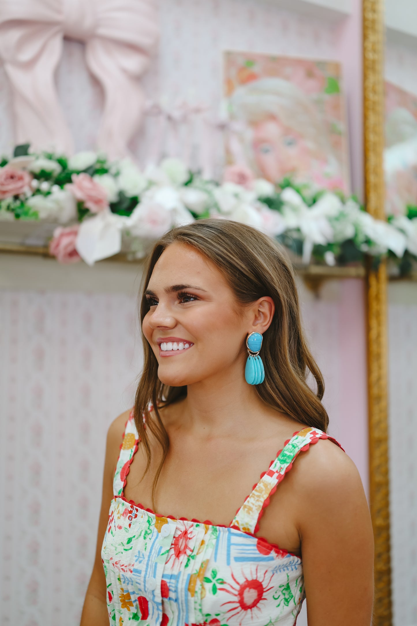 Raegan Resin Drop Statement Earrings - Blue