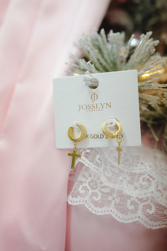 Caity Cross Earrings - Gold
