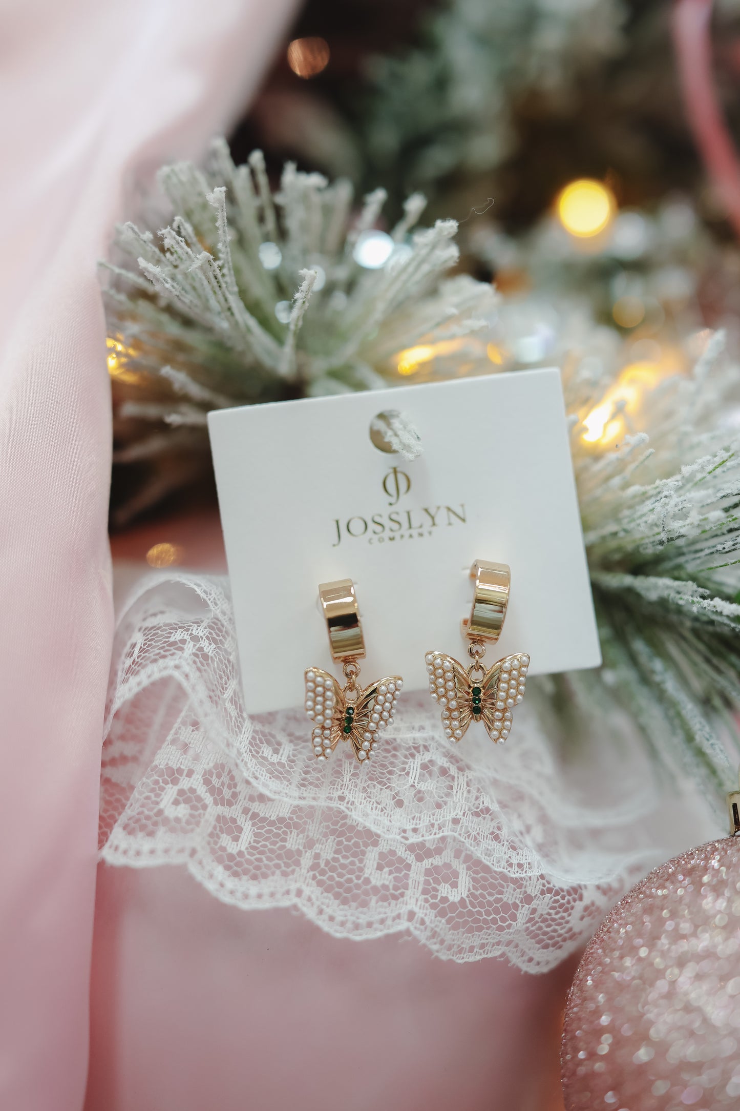 Baylee Butterfly Pearl Pave Huggies - Gold