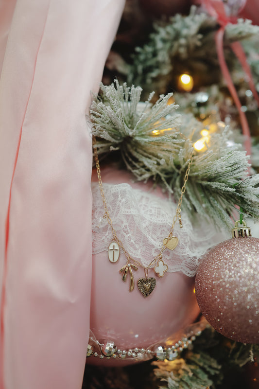 Becky Bow Charm Necklace - Gold