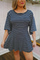Sarah Striped Front Pocket Romper - Navy