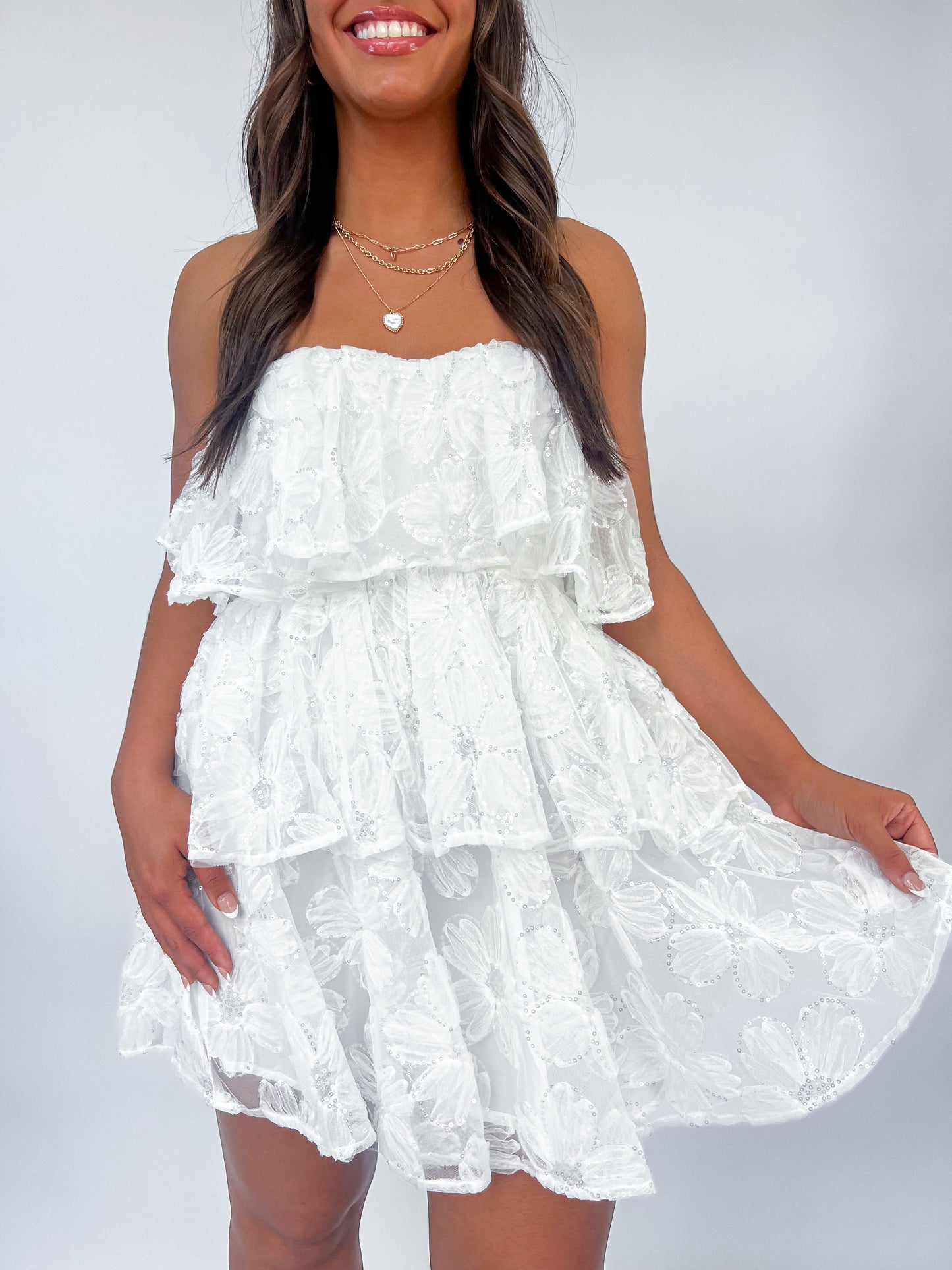 Kehlani Sequin Dress- White