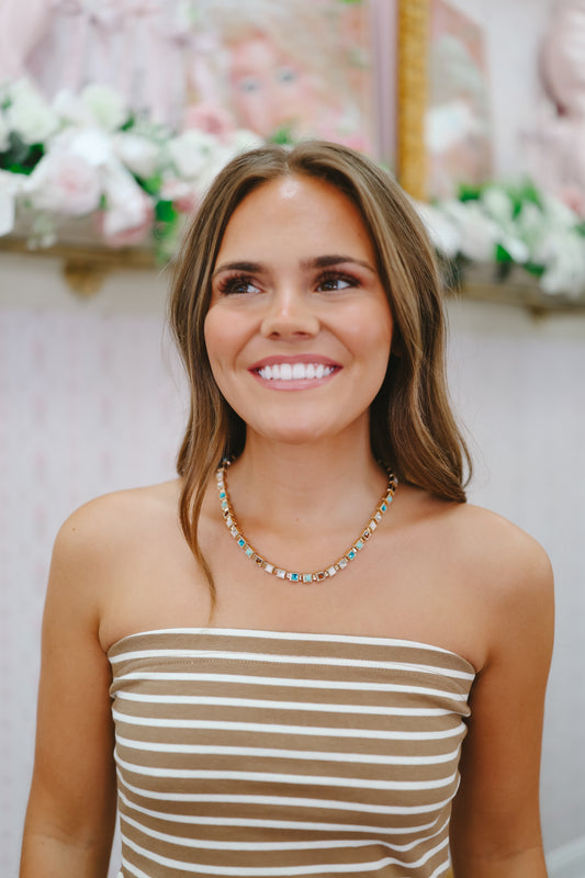 Journee Gemstone Statement Necklace - Multi