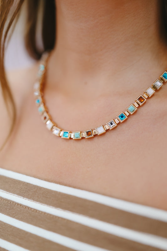 Journee Gemstone Statement Necklace - Multi