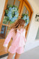Nicole Ruffle Henley Lounge Short Set - Pink