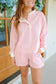 Nicole Ruffle Henley Lounge Short Set - Pink