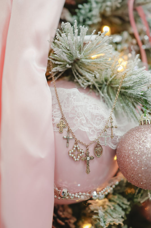 Lexie Cross Charm Necklace - Burnished Gold