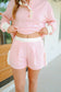 Nicole Ruffle Henley Lounge Short Set - Pink